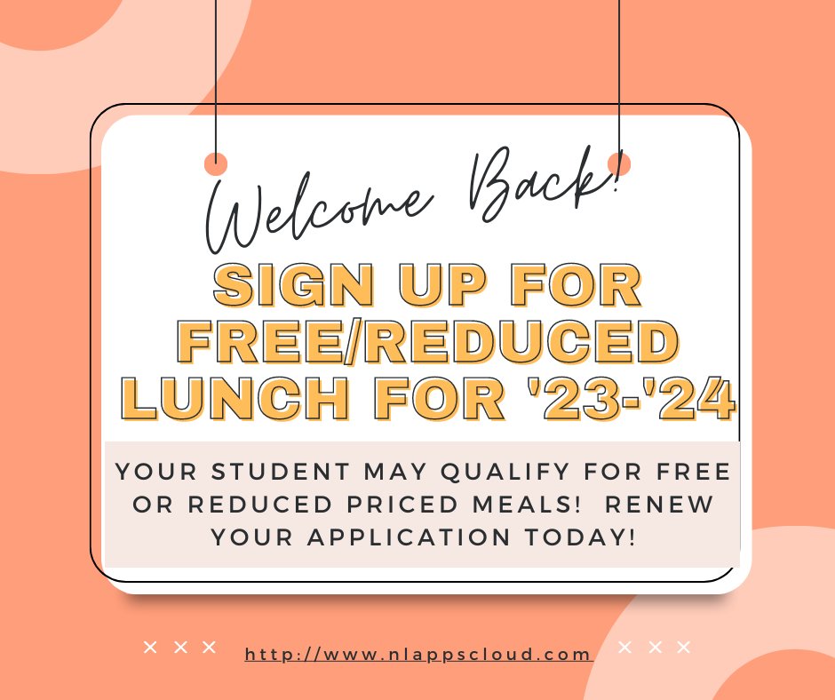 Apply for free and reduced lunch here: nlappscloud.com 

Solicite almuerzo gratis o a precio reducido aquí:
nlappscloud.com

#WhyPCSC