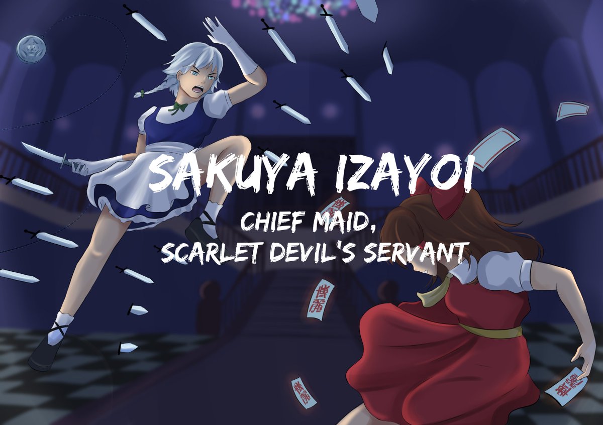 Pathogenus's tweet image. Continuing with my Yakuza obsession, this time I wanted to do a stylish shot so I made a boss fight intro using Touhou characters.
Any suggestions for other Touhou fights you would like to see in this style?
#touhou #touhouproject #Touhou_Project #AnimeArt #fanart #sakuyaizayoi