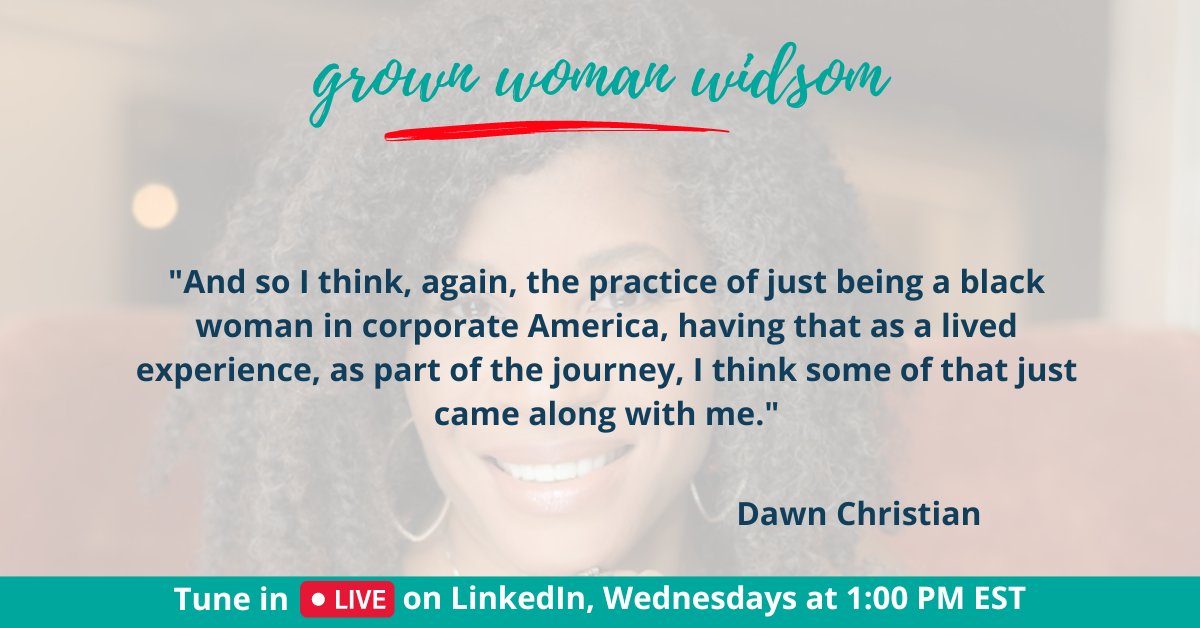 LivingGrownLife's tweet photo. "🗣️ Powerful insights alert! 🙌🏾 Dawn Christian spills the real tea on navigating corporate America as a black woman who bet on belonging. Trust me, you don't want to miss this replay! 🎙️🔥 Tune in here 👉🏾 https://t.co/hJnNfguH4A #EmpoweringWomen #CorporateJourney" https://t.co/IMnJ4jSFr6