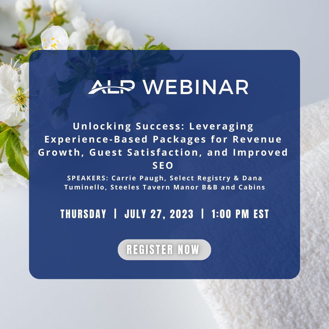 ALPLodging's tweet image. 🌟 𝗨𝗣𝗖𝗢𝗠𝗜𝗡𝗚 𝙁𝙍𝙀𝙀 𝗔𝗟𝗣 𝗪𝗘𝗕𝗜𝗡𝗔𝗥 🌟 𝗥𝗘𝗚𝗜𝗦𝗧𝗥𝗔𝗧𝗜𝗢𝗡 𝗟𝗜𝗡𝗞: bit.ly/3rwCCR3

Not an ALP Member? 𝗝𝗢𝗜𝗡 𝗡𝗢𝗪: bit.ly/3IV7Ze5