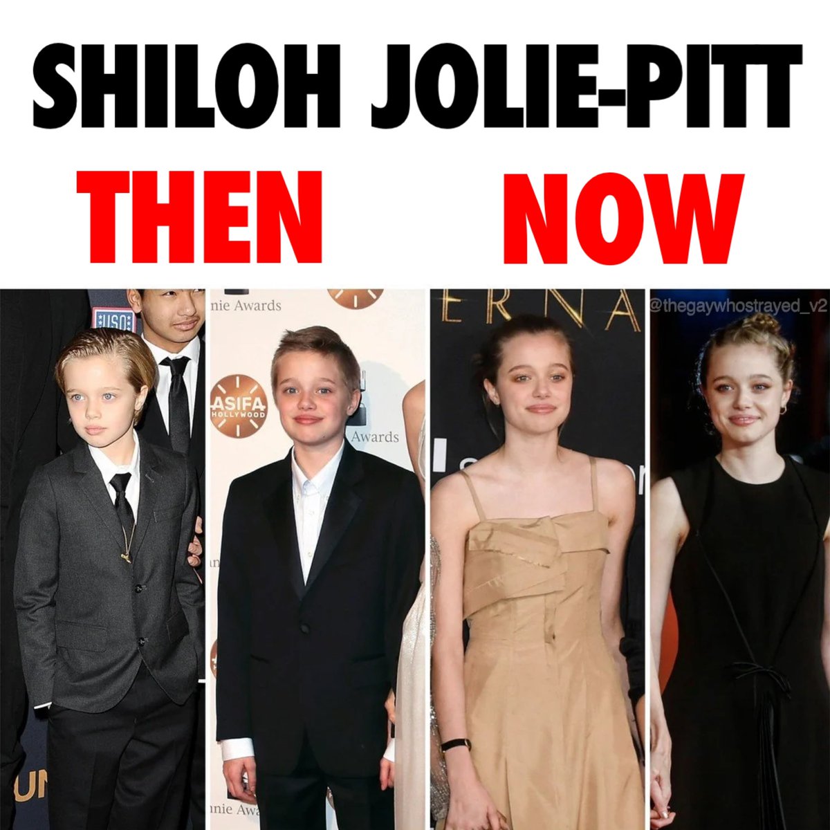 againstgrmrs's tweet image. Angelina Jolie did it right. Her daughter Shiloh wanted to dress like a boy when she was young, and even insisted her parents call her John. But they never medically transitioned her or claimed she was trans. Now Shiloh has grown into a beautiful young lady who is very feminine.…
