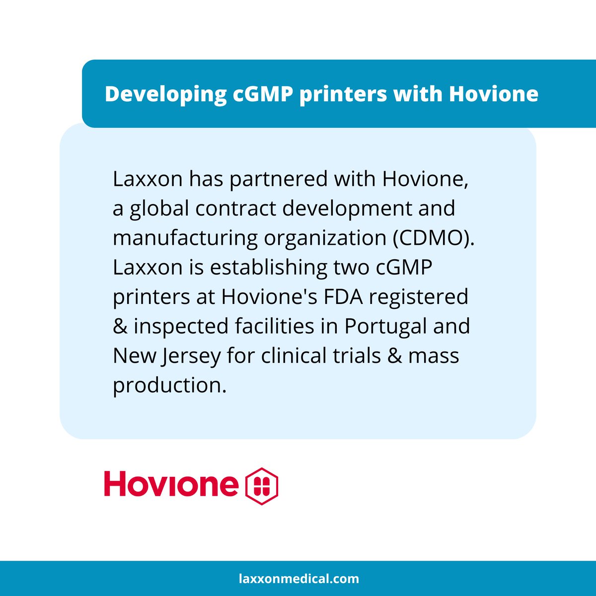 LaxxonMedical's tweet photo. Our partnership with @HovioneGroup combines combines our expertise in 3D screen printing with Hovione's cGMP production sites, enabling the possibility of unique customized dosage forms.

Learn more about our partnership: https://t.co/tkyNOFqEXO
#pharma #healthtechnology https://t.co/M7xfsLMQGA