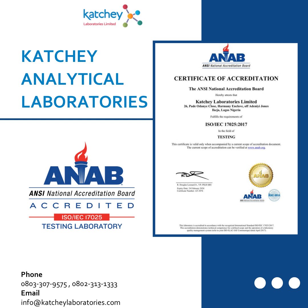 KatcheyLimited's tweet image. Quality is our priority! We are proud to be an ISO 17025 ANAB accredited analytical testing laboratory, ensuring accuracy and reliability in all our analyses. 

#QualityAssurance #ISO17025 #AnalyticalLab