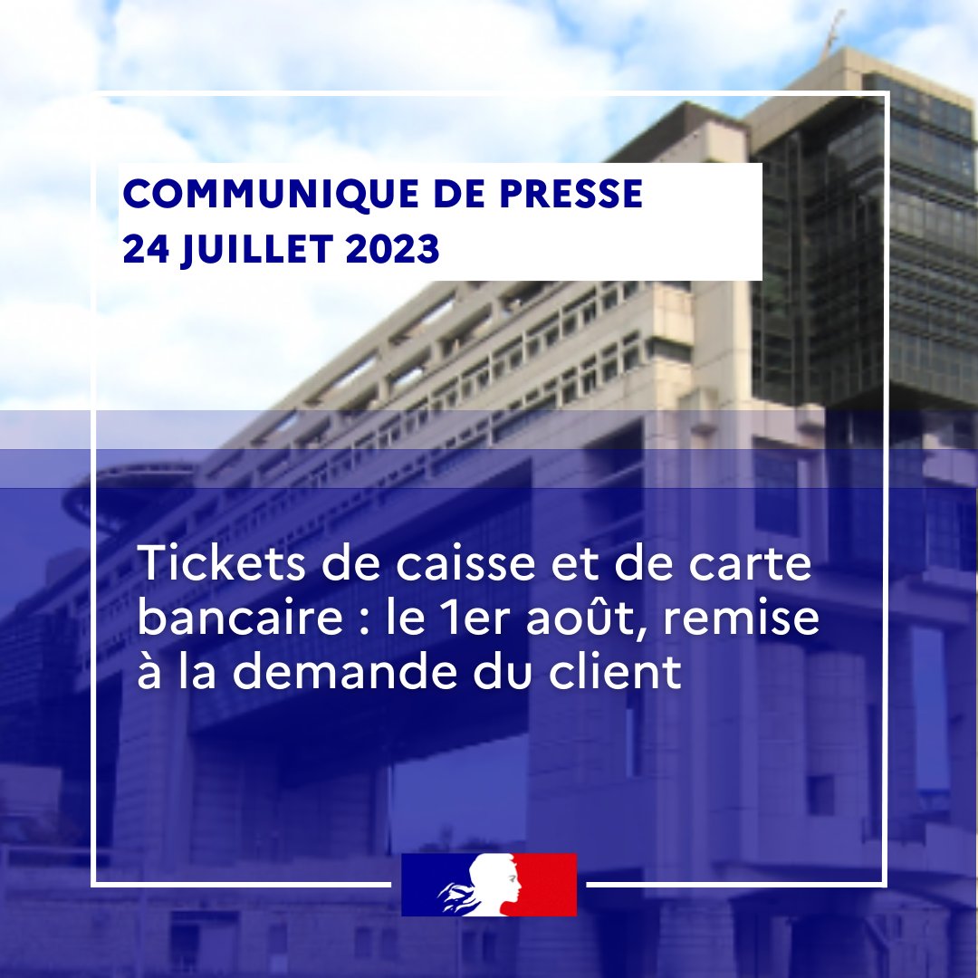 Economie_Gouv's tweet photo. 🔴Tickets de caisse et de carte bancaire : le 1er août, remise à la demande du client. 
Plus d'infos 👉https://t.co/Rro3VK6gmB https://t.co/xIJviWjVDu