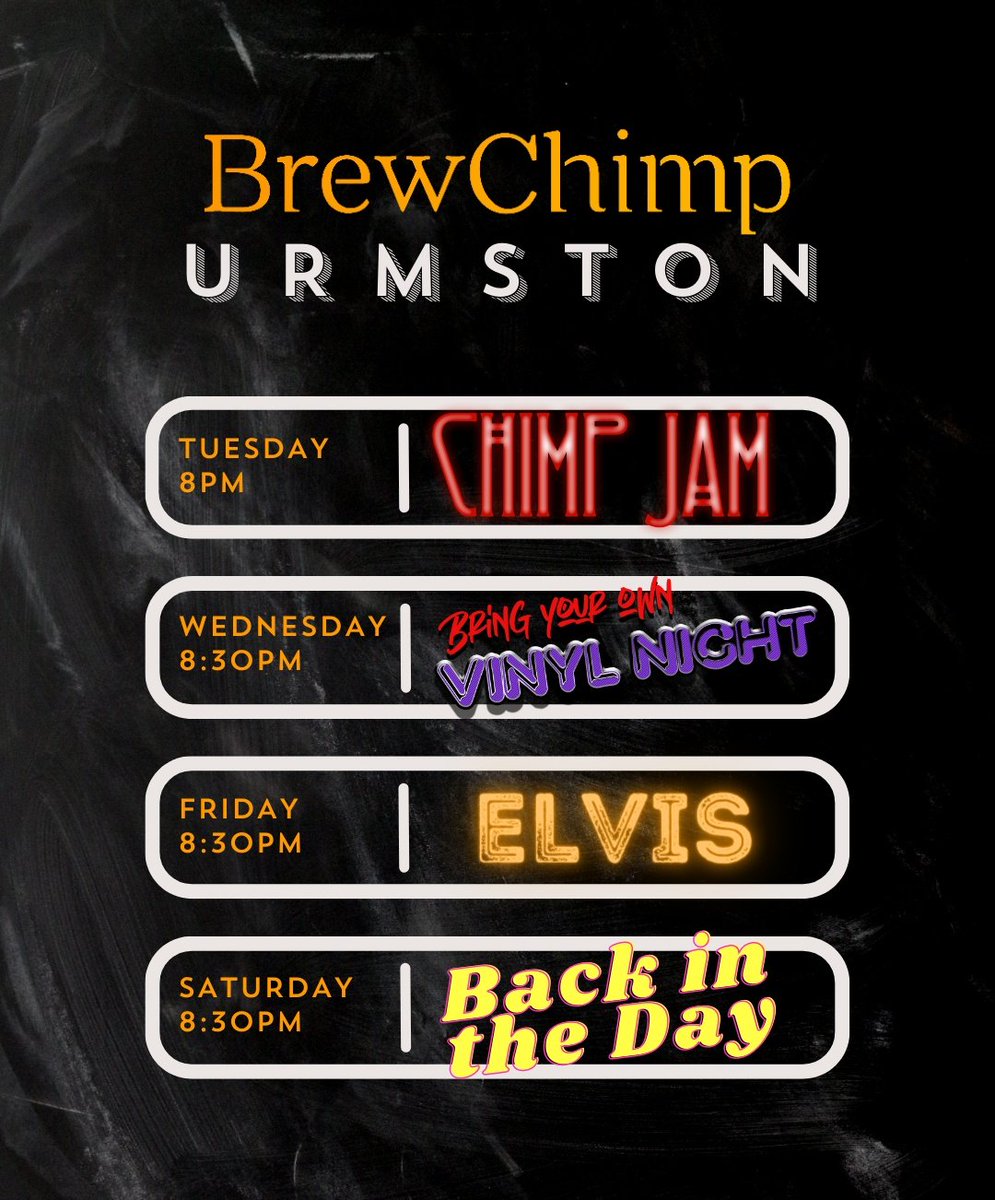 Tons of bloody good events going on at BrewChimp Urmston and BrewChimp Stretford this week! Get yer dancing, strumming, thinking and drinking heads on!