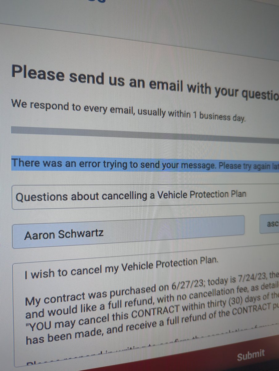 TextualArmor's tweet photo. @CARCHEX is this how you handle all of your customer inquiries, or only cancellation requests? https://t.co/T9ullTkZ2B