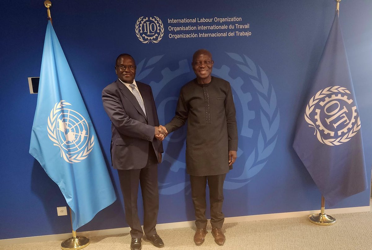 Ambassador/PR Dr.Cleopa Mailu today paid a courtesy call to the ILO Director General  Gilbert F. Houngbo and discussed how to strengthen cooperation in addressing global labour challenges. he further appreciated ILO`s commitment in advocating decent work opportunities in Kenya.