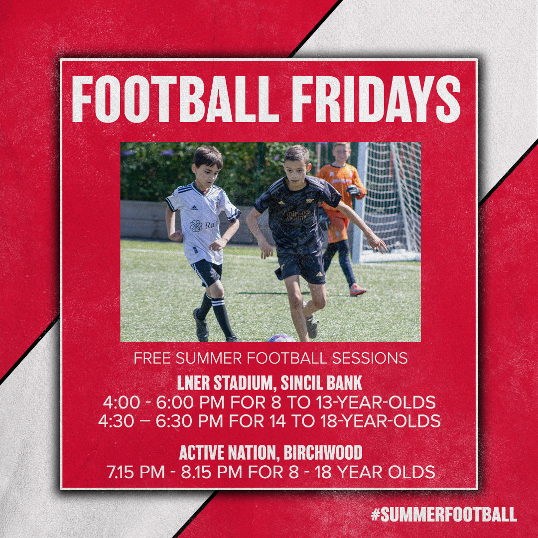Come and join us this summer for our Football Fridays sessions, which are completely free!

👉8 to 18 yrs
👉LNER Stadium, Sincil Bank
👉Active Nation, Birchwood

You don't need to book on. Simply come down.

#SummerFootball