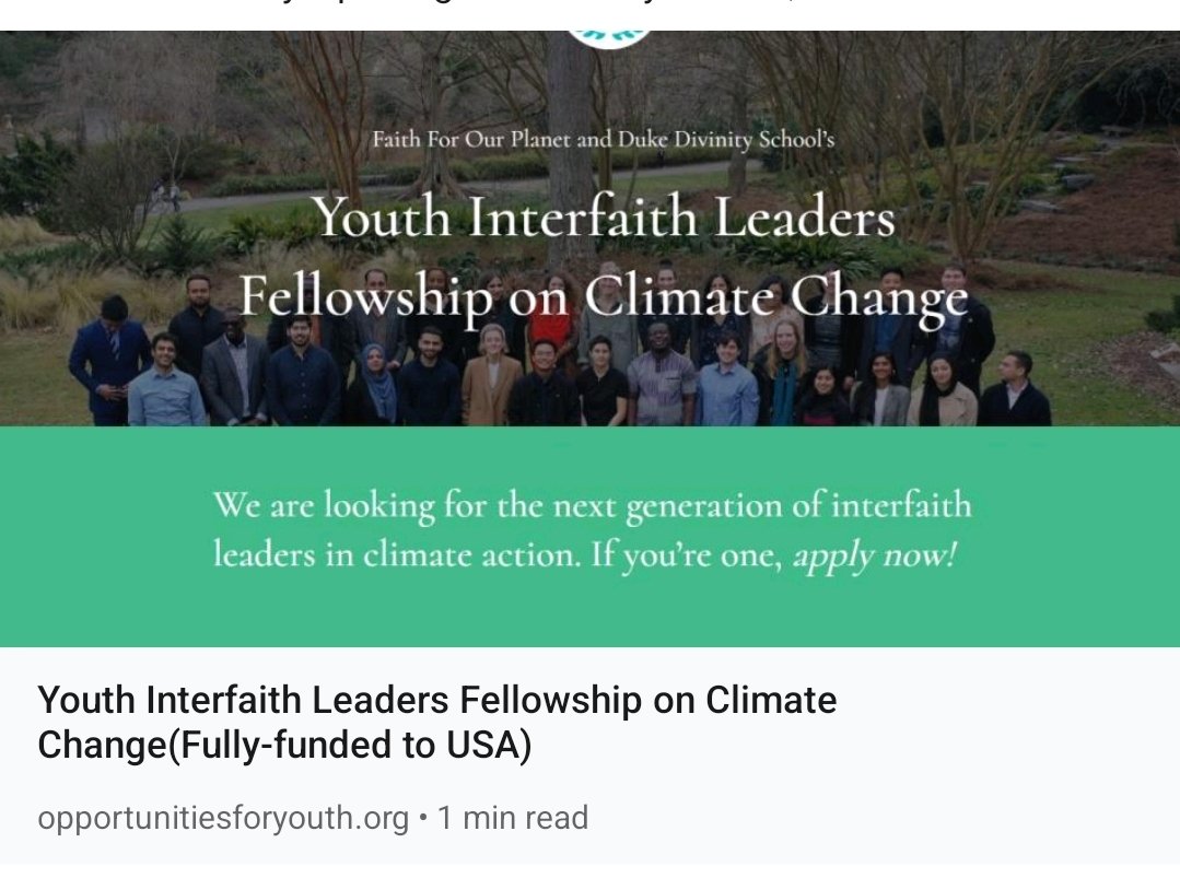 🌍 Calling all climate-conscious youth leaders! Apply for a fully-funded program at Duke University, USA, from January 8th to 14th, 2024. All travel and accommodation costs covered. Apply now: rb.gy/12xit #ClimateLeaders #YouthProgram #ClimateAction #FullyFunded