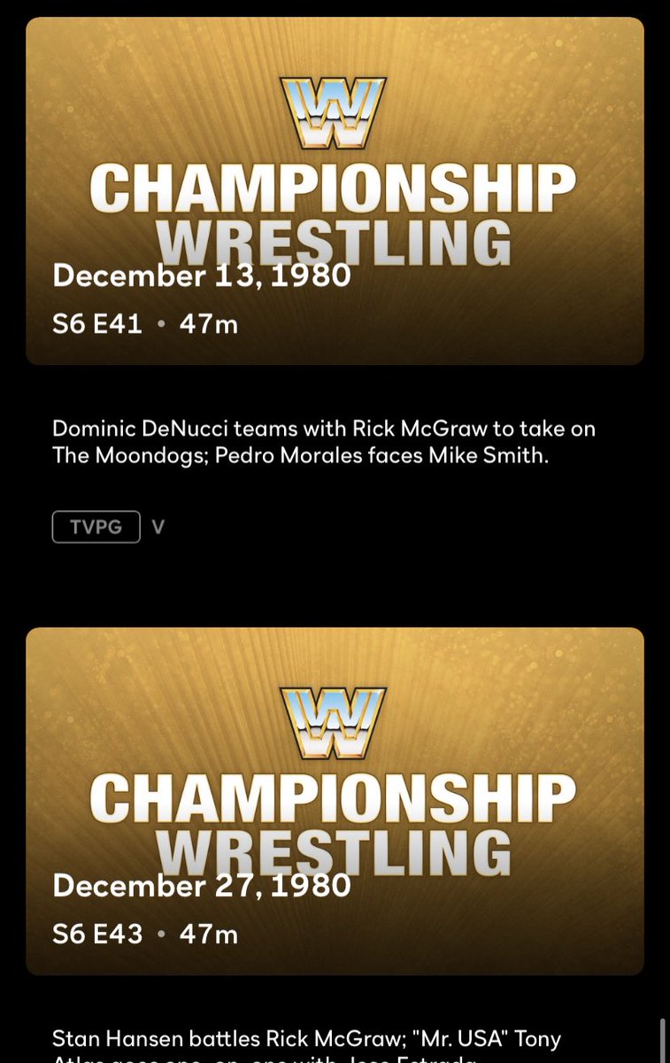Peacock / WWE Network Classic Content Drop!
Looks like we have nine new episodes of Championship Wrestling, ending 1980 and moving into February 14. https://t.co/KBq5F8UPLO
