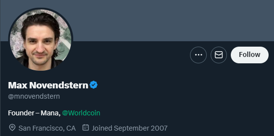 CR1337's tweet photo. Here we see Max Novendstern, Marketing Executive of @worldnetwork, using  bots to increase his Twitter engagement.

'Worldcoin consists of a privacy-preserving digital identity (World ID) and, where laws allow, a digital currency (WLD) received simply for being human'

Shh, is oke. https://t.co/5FqTzx281i