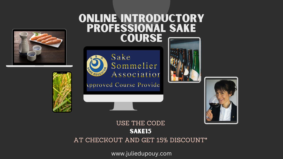 Join me online on October 3rd for an Introductory Sake Course accredited by the @SakeSommeliers .*Book before July 31st and avail of a 15% discount by using SAKE15 at checkout. Find out more at: juliedupouy.com/store-1 Attendees will be offered a 2 months free code to @SommNinja
