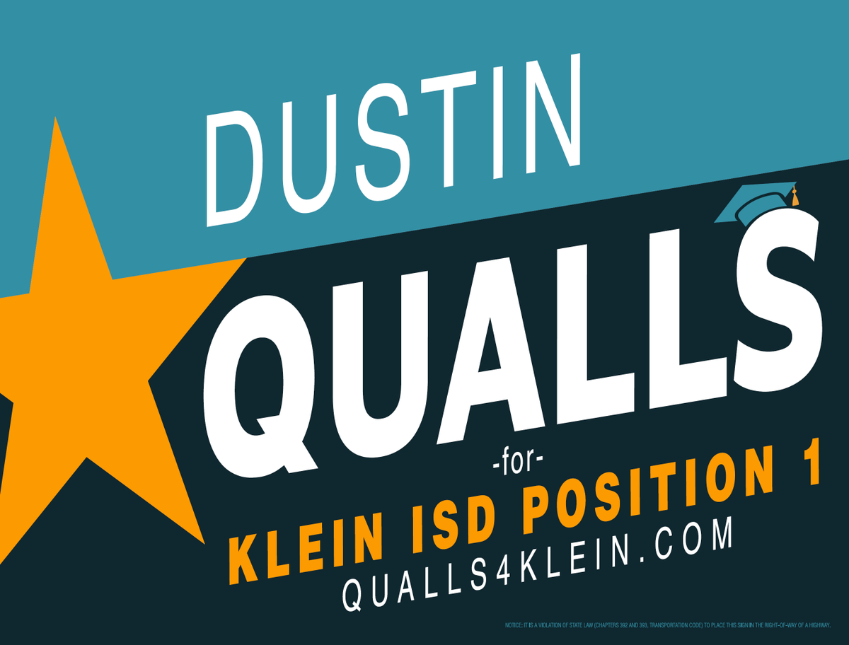 "You get from your community what you put into it." 
No words better describe my altruistic passion for improving our Klein community. This morning, I have filed to be a candidate for for the Klein ISD Board of Trustees. For details please visit qualls4klein.com Thank you!
