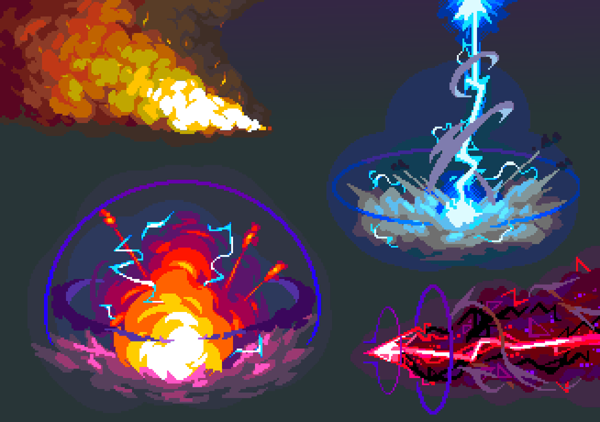 Rappenem's tweet photo. Some of my pixel art VFX 💥 ✨ https://t.co/xQC2PBu1Ut