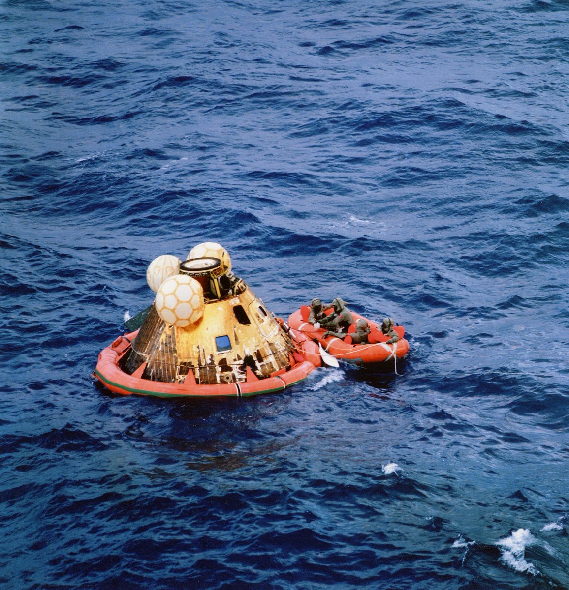 On this day in 1969, the #Apollo11 astronauts splashed down in the Pacific Ocean, fulfilling the second half of JFK's Moonshot: "...and returning him safely to the Earth."