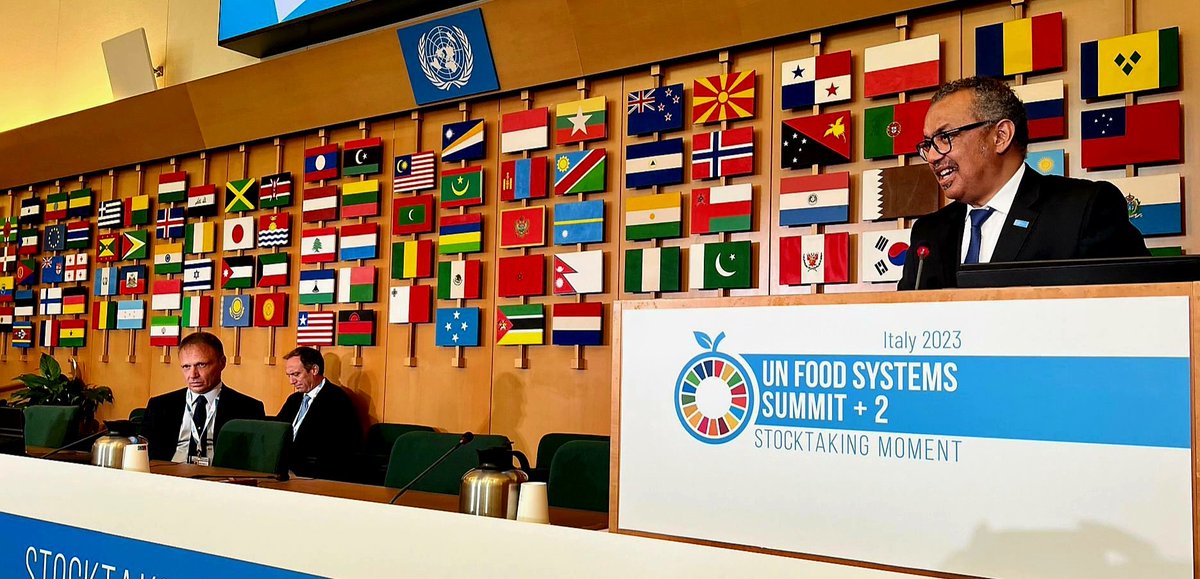 bruunlasse's tweet photo. "Healthy diets must limit certain food, including red meat and processed meat." The @WHO Director-General
 @DrTedros speaking the UN Food Systems Summit+2.  Photo: @lanaweid https://t.co/isn3yw3pIJ