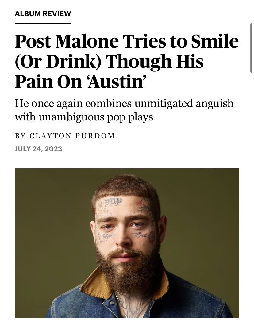 NewsPosty's tweet photo. ‼️ Rolling Stone made an exclusive review of ‘Austin’:

— ‘His voice has never sounded better or more purposeful than it does here. It shakes like a wounded animal that might still bite your hand off.’ https://t.co/3dzsVggvJK