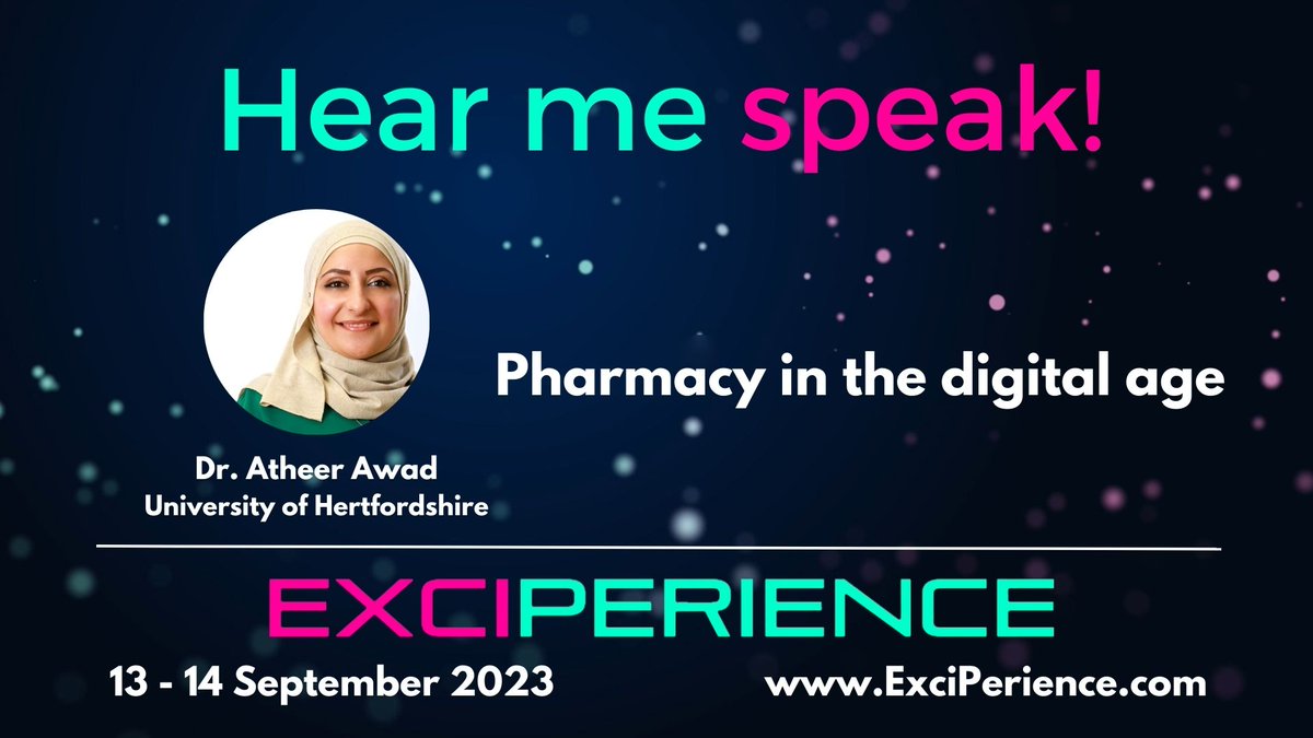 Excited to speak at ExciPerience on Sep 13 & 14! Join me for 'Pharmacy in the Digital Age' as we explore tech's impact & how digital innovations are shaping the future of pharmacy & healthcare 🎙️💻🏥 #ExciPerience2023 #DigitalPharmacy #HealthcareInnovation exciperience.com