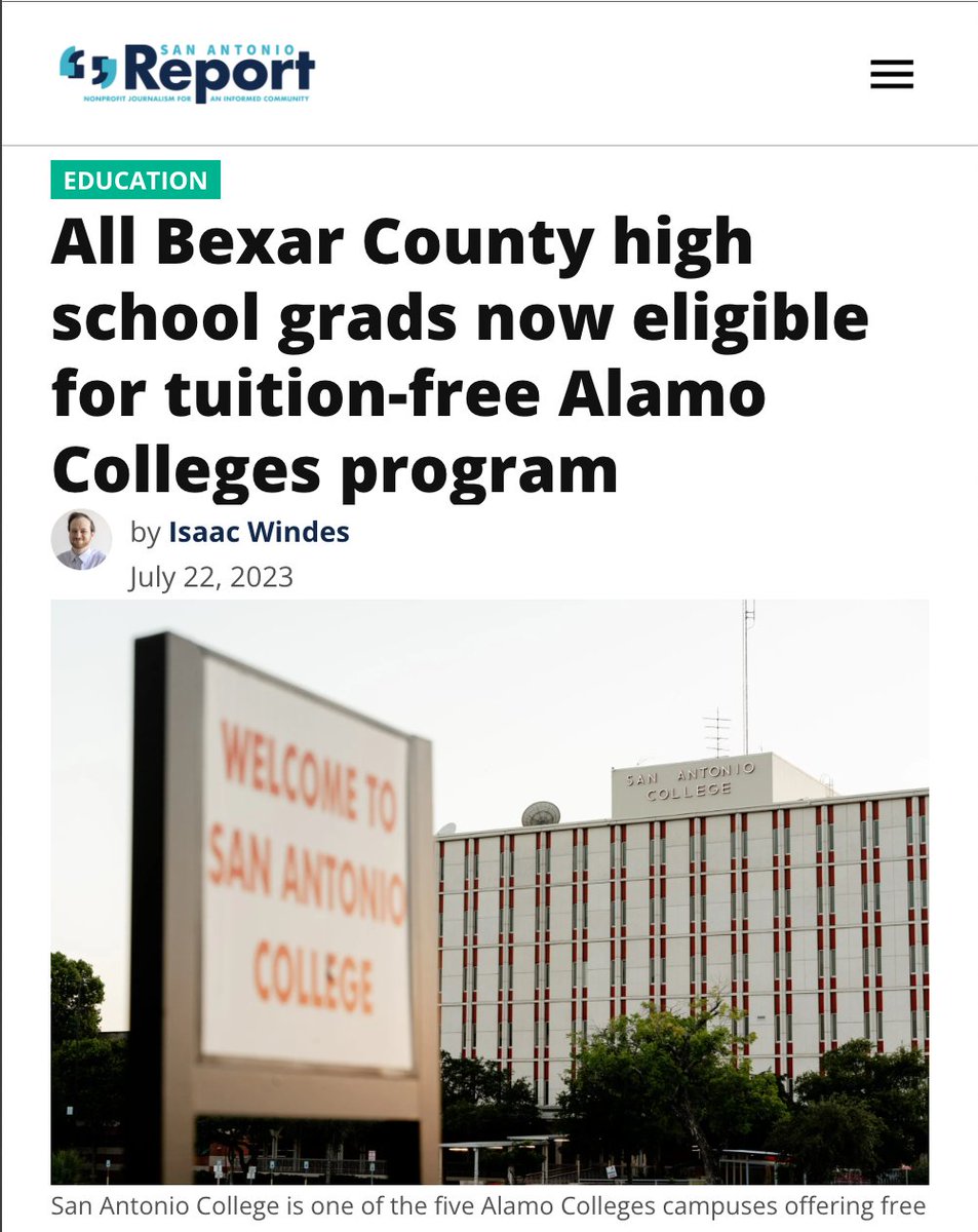 Intergenerational poverty ends here! We're #AlamoPROUD to announce that ALL Bexar County high school grads can now pursue their higher education dreams at any of our colleges at no cost. Let's unlock the boundless potential within our community! 🚀🎓 bit.ly/44Zs1MW