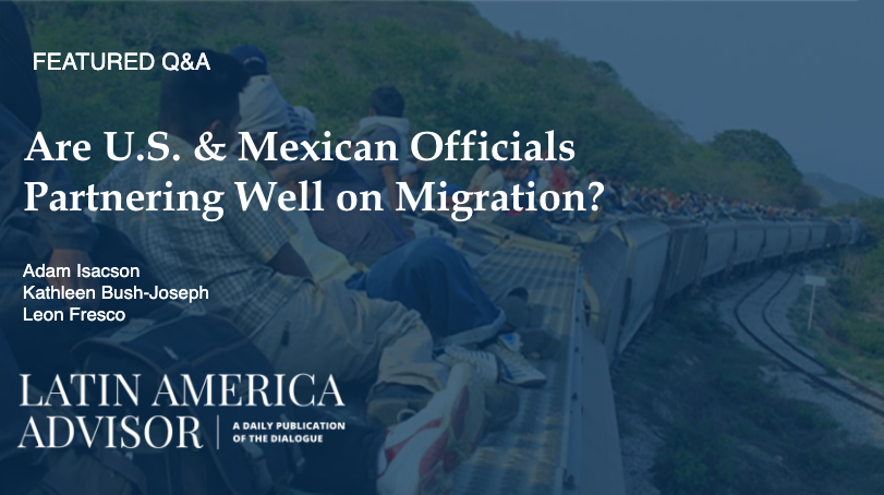The Inter-American Dialogue (@the_dialogue) on Twitter photo Today's #LatAmAdvisor Q&A: Are U.S. & Mexican Officials Partnering Well on Migration?
What factors explain the slowdown in migration?
Ft. Kathleen Bush-Joseph, <a href="/adam_wola/">Adam Isacson</a> & <a href="/FrescoLeon/">Leon Fresco</a>
bit.ly/3rFYQAl Today's #LatAmAdvisor Q&A: Are U.S. & Mexican Officials Partnering Well on Migration?
What factors explain the slowdown in migration?
Ft. Kathleen Bush-Joseph, <a href="/adam_wola/">Adam Isacson</a> & <a href="/FrescoLeon/">Leon Fresco</a>
bit.ly/3rFYQAl