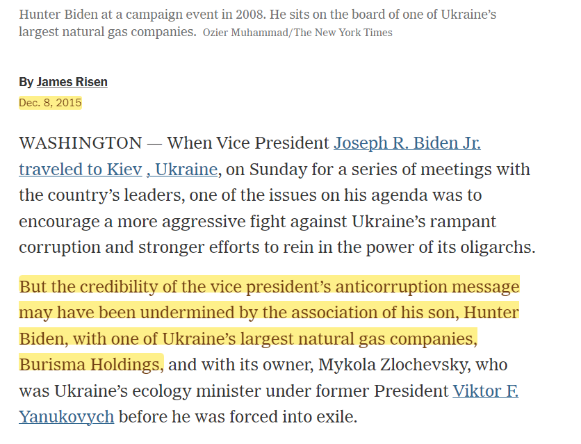 Techno_Fog's tweet image. An urgent Burisma - VP Biden call took place on 12/4/2015

What was the significance of that date?

The NYT had requested comment for a on VP Biden's connections to Burisma.

Burisma was scrambling for a response - and wanted VP Biden's "support"