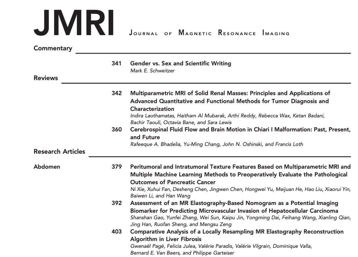 August 2023 (Volume 58 Issue 2) Table of Contents is up! ismrm.org/JMRI/58_2_JMRI…