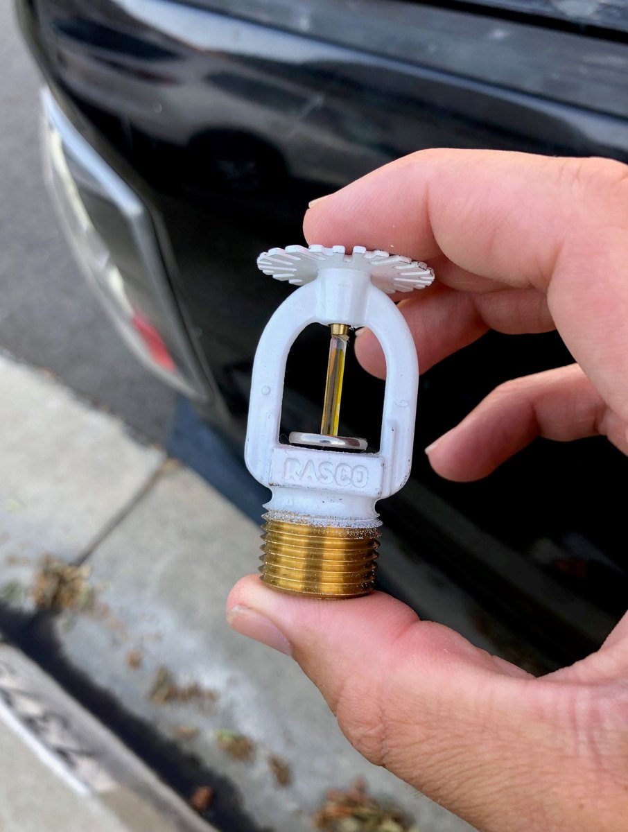 Harden_Fire's tweet photo. Did you know fire sprinkler heads are have different colors depending on the temperature they are set to activate at? A yellow bulb is set to activate at 175°F and is often placed in an area like a garage that would call for a slightly higher temperature rating than inside a home https://t.co/CDuwqUk0l3