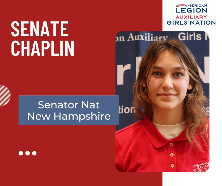 ALAGirlsNation's tweet photo. Announcing the ALA Girls Nation 2023 Senate Chaplin!
#ALAGirlsNation #ALAGirlsNation2023 #ALAGirlsState
#Leadership #Government #Senate #Senators #MockGovernment #Education #FutureLeaders #WomenLeaders #AmericanLegionAuxiliary https://t.co/ALQEjc7p1Q