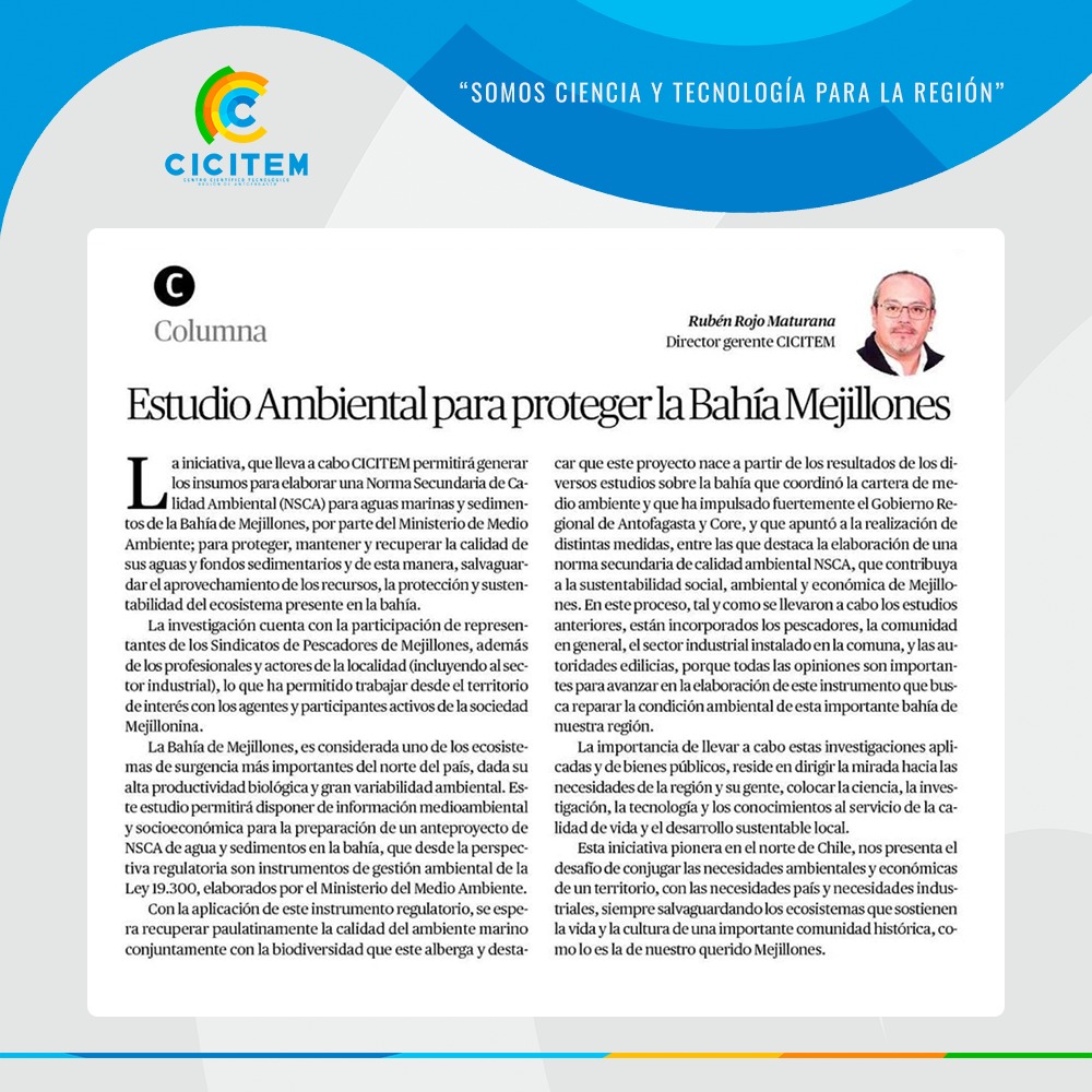 OPINIÓN | @rubenrojomaturana en el <a href="/mercurioafta/">El Mercurio de Antofagasta</a>   

"Con la aplicación de este instrumento regulatorio, se espera recuperar paulatinamente la calidad del ambiente marino conjuntamente con la biodiversidad que este alberga".

¡Te invitamos a leerla!
