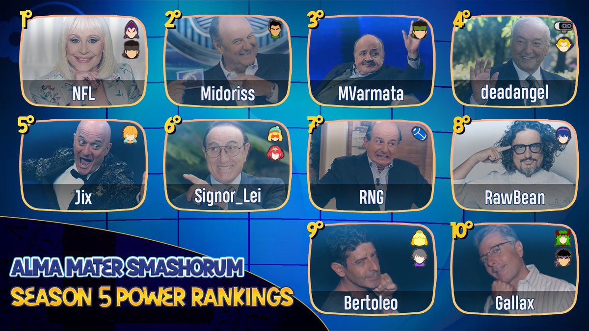 Alma Mater Smashorum Power Ranking - Season 5!

Congratulazioni a tutti! Per vedere il ranking completo con tutti i player di AMS ecco il link: tinyurl.com/amsdoc 

Panelist: <a href="/mapikz/">Mapiz ⭐</a>, <a href="/1998NFL/">NFL</a> ,<a href="/CanoPog/">Canoo</a>, <a href="/ProMeteor_/">ProMeteor</a> 

Graphics by:
<a href="/ProMeteor_/">ProMeteor</a>