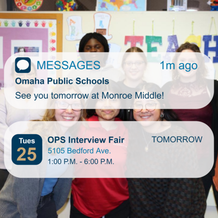 Don’t forget to join our Omaha Public Schools team at @OPS_Monroe tomorrow! Our team will be onsite to assist with applications, conduct interviews and answer questions. #OPSProud