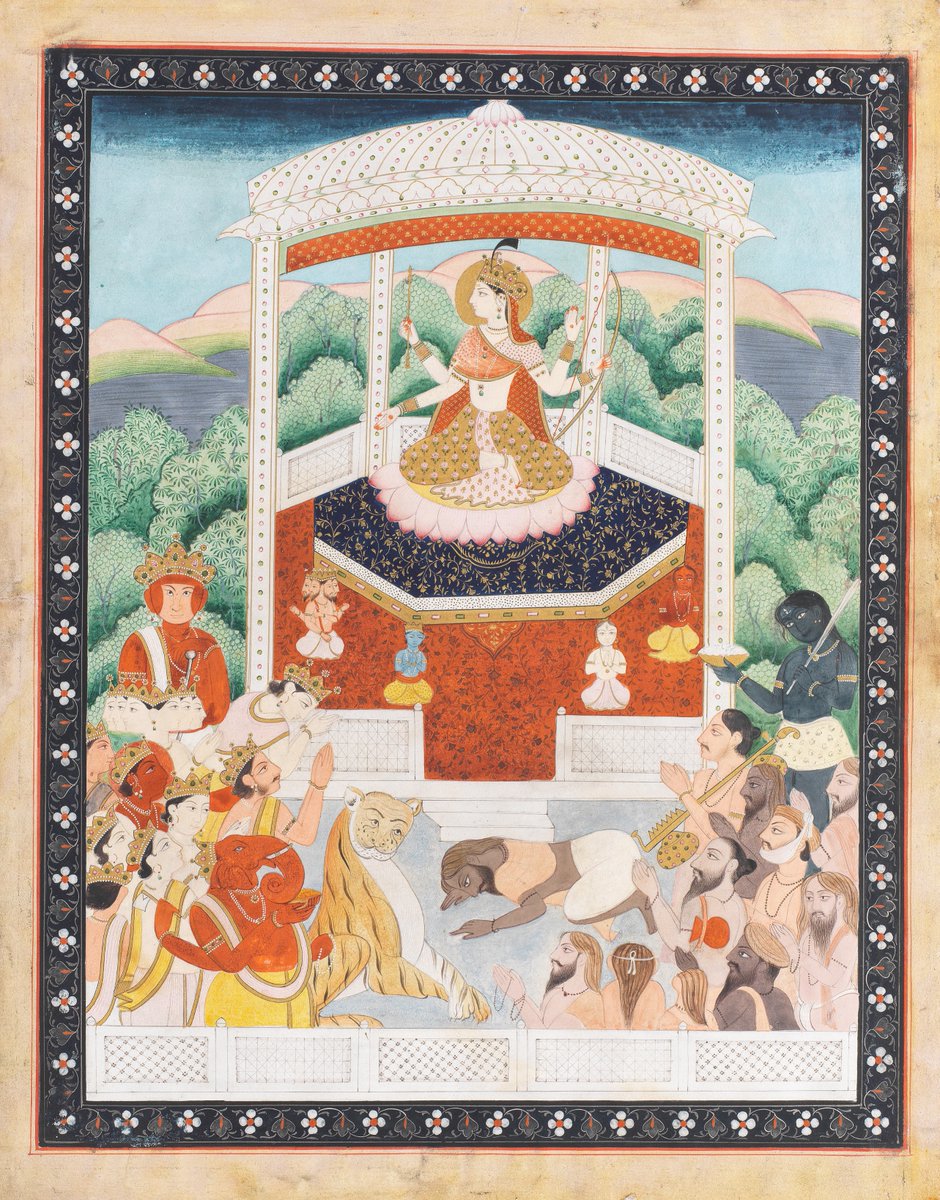 hinduaesthetic's tweet photo. The Devi worshipped by deities and devotees
Mandi, circa 1830 https://t.co/B7DLTr7hx9