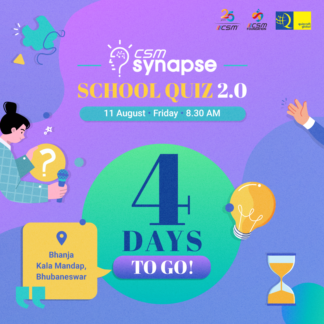 CSMTechnologies's tweet photo. Excitement at max now. Just 4 days to go....
#CSMSynapse #BiggestQuiz #SchoolQuiz #QuizCraftGlobal #QuizOfTheYear #BreakingThoughtBarriers #CSMTech https://t.co/ireYJ9I5Ho
