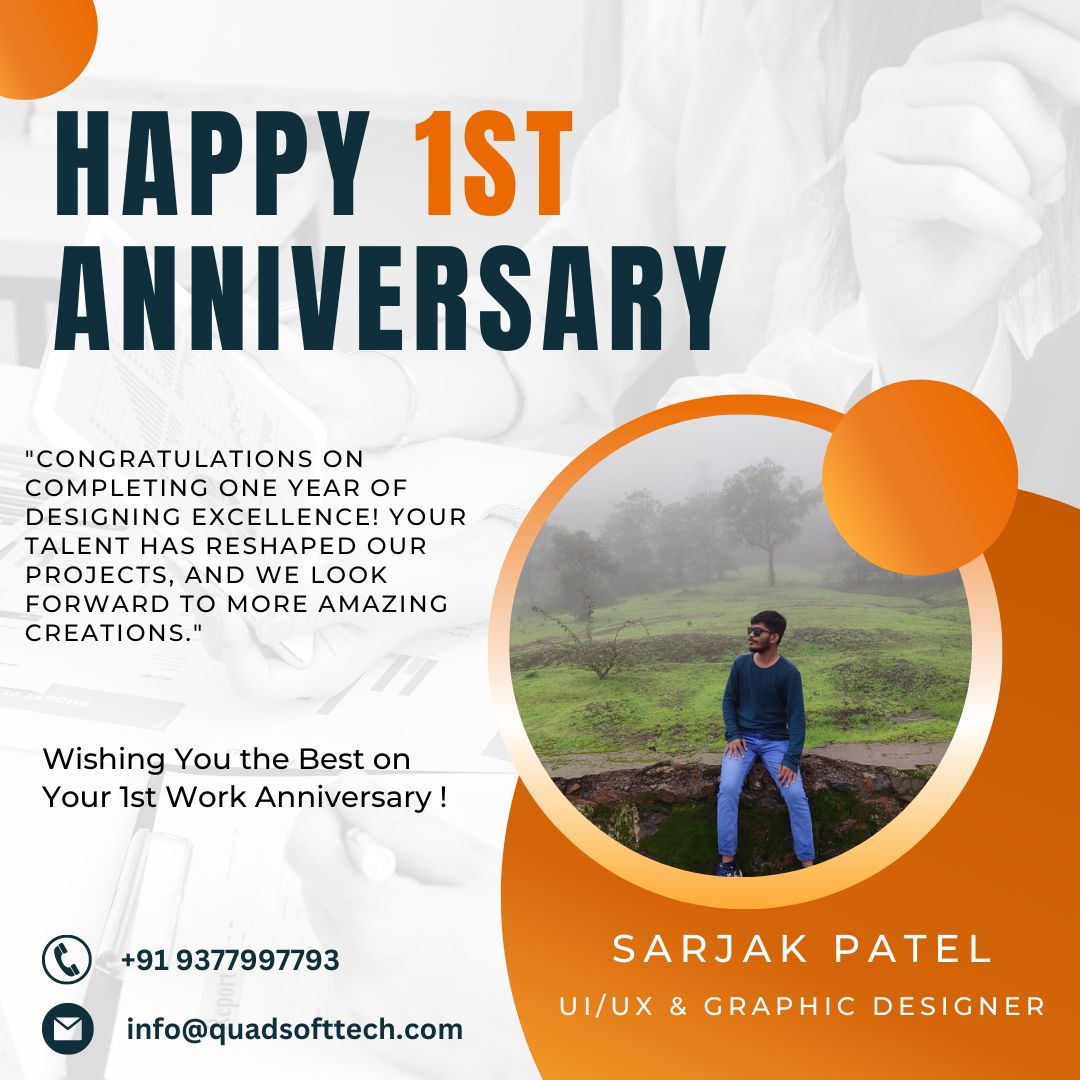 QuadSoftTech's tweet photo. Happy First Work Anniversary Sarjak Patel!
Looking forward to a 2nd, 3rd, 4th,5th, and more and more! Happy Work Anniversary our UI/UX & Graphic Designer!
#Quadsofttech #HappyFirstWorkAnniversary #WorkAnniversary #Designer #WishingOnWorkAnniversary #Surat #Gujarat #India https://t.co/TfR8UkWroi