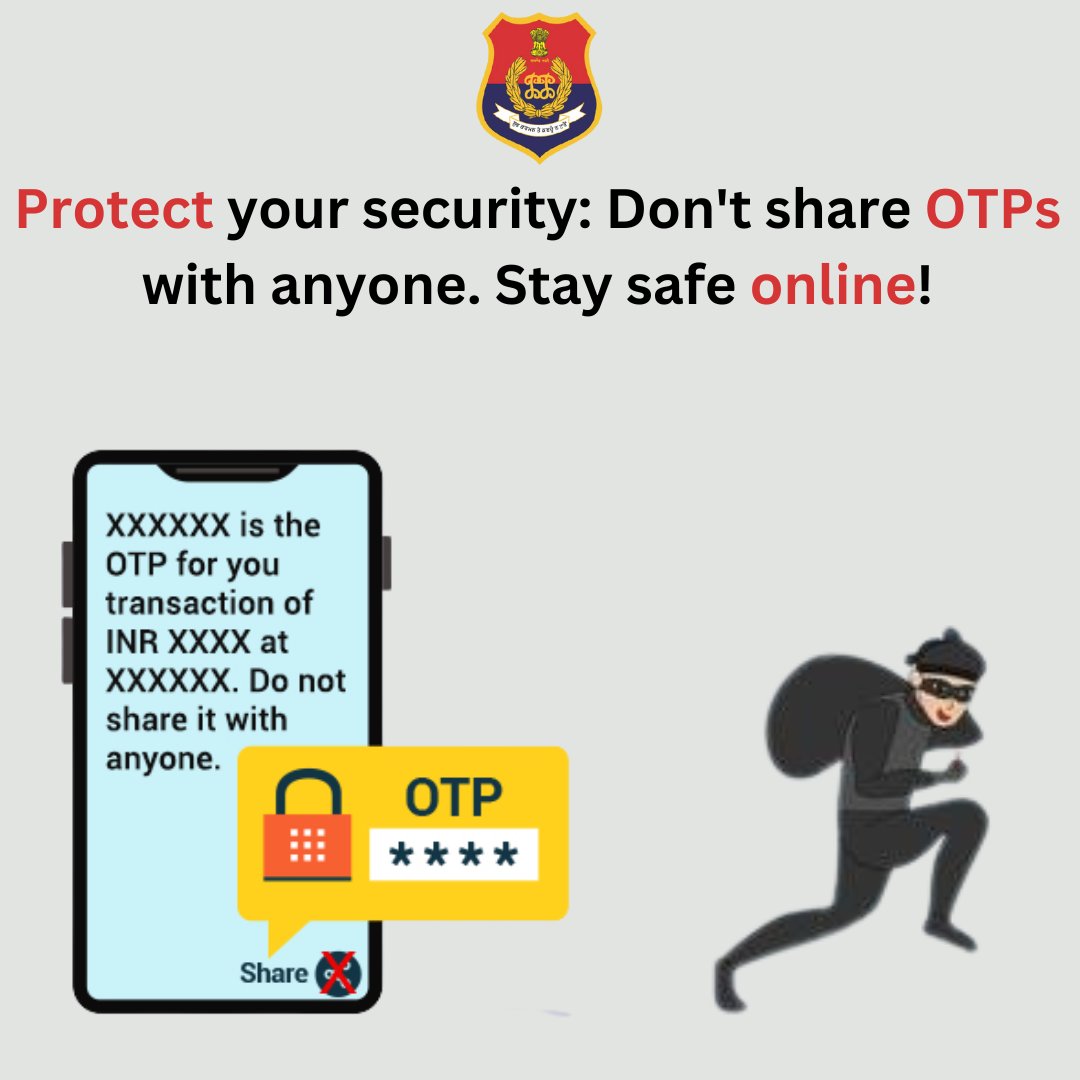 cpasr_pcr's tweet photo. ਕਿਸੇ ਵੀ ਅਣਜਾਣ ਵਿਅਕਤੀ ਨਾਲ ਆਪਣਾ OTP ਸਾਂਝਾ ਨਾ ਕਰੋ ।
#donotshare
#cybersecurity
#cyberalert
#YourSafetyOurPriority https://t.co/LSleVPSoqr