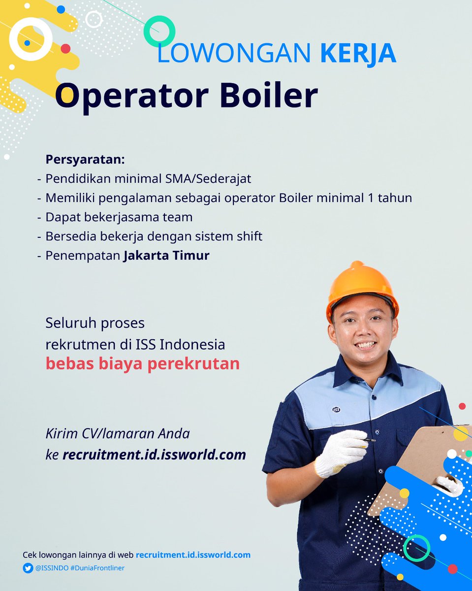 Siang, Sobat Frontliner! Mimin mau share nih info lowongan kerja sebagai Operator Boiler, penempatan di Jakarta Timur. Info lengkapnya cek di bawah ini ya 👇🏻

#DuniaFrontliner #loker #infoloker