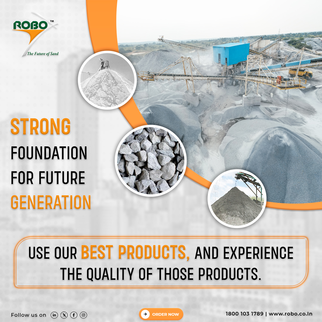 Robo_Sand's tweet photo. Build a strong foundation for the future with quality and durability of products from Robo Silicon. #Robosand #Aggregates #Roboplast

#order related enquiries please connect with us @ 1800 103 1789, robosand@robo.co.in, https://t.co/jdMYZm1Z3v

#constructionindustry https://t.co/OvpRsw7hfr