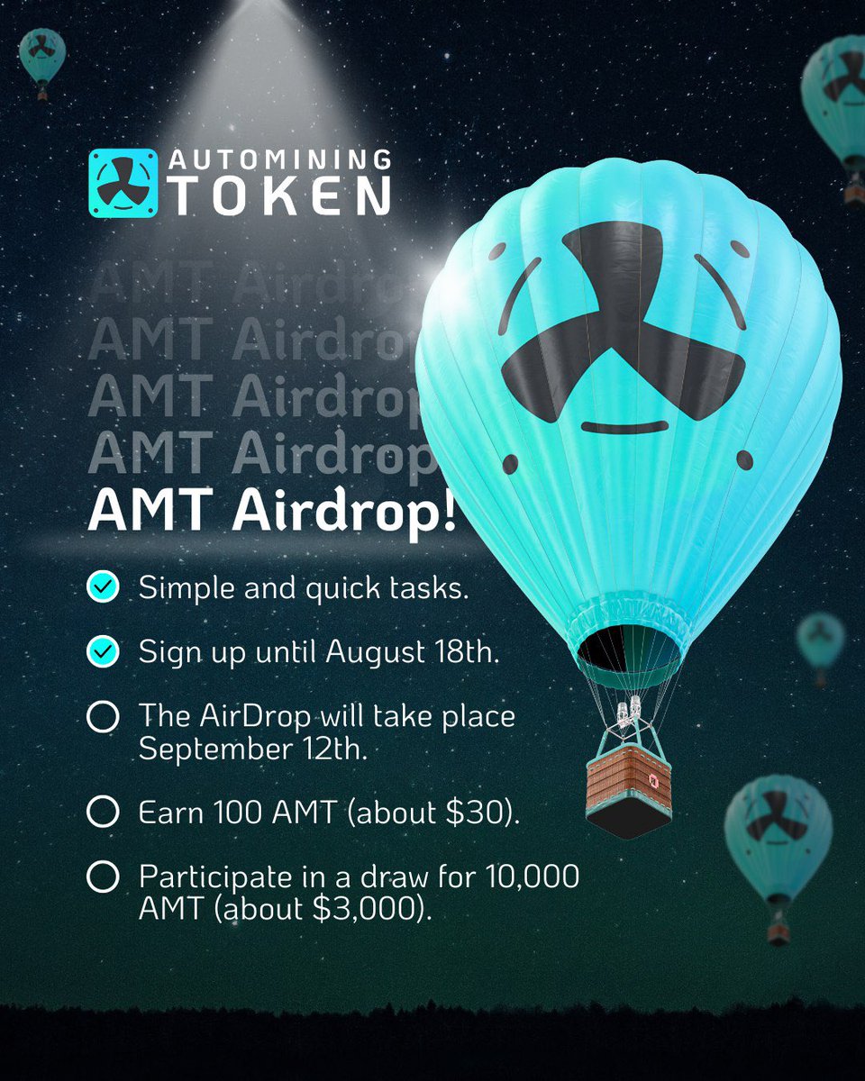 🚀 Join the 2nd AMT Airdrop!

🎁 Earn 100 AMT + chance to win 10,000 AMT (around: $3,000)! 😍

To participate, complete some quick tasks until August 18th!

The AirDrop will take place on September 12th.

To check the tasks and get more information, visit: bit.ly/45n8A0Z