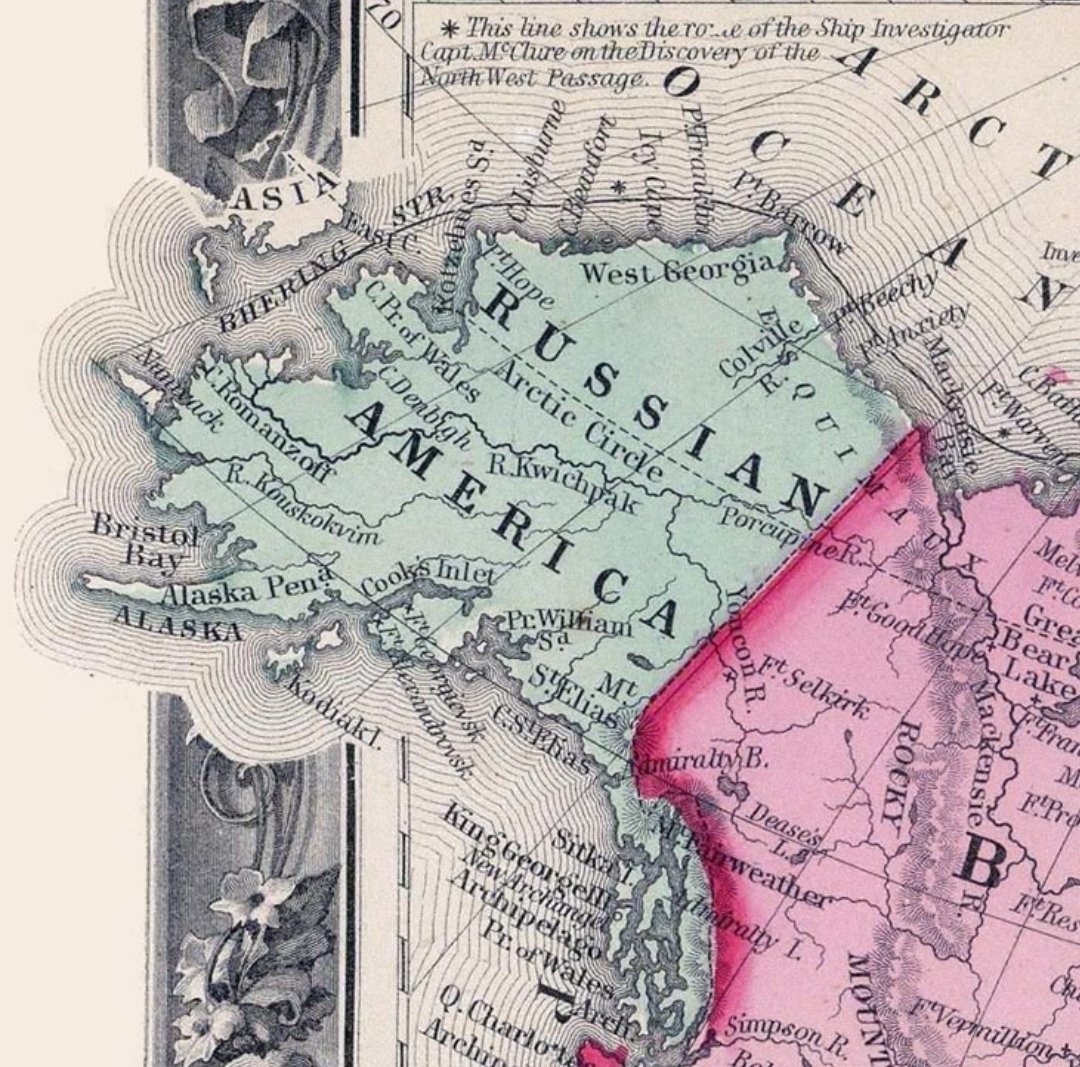 En 1867, les #ÉtatsUnis achèterent l'#Alaska à la #Russie pour, seulement, 7,2 millions de #dollars.
À l'époque, nombreux étaient ceux qui pensaient cet achat absurde et la nouvelle terre fut surnommée 'Seward's Folly', du nom du secrétaire d'État William Seward.

#bonneaffaire