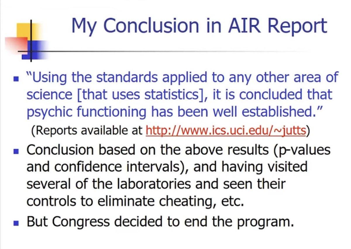 Prof Jessica Utts in her report to congress in 1995 on the effectiveness of the US Government’s Star Gate program ==&gt;  youtu.be/JFRj0DS75KQ