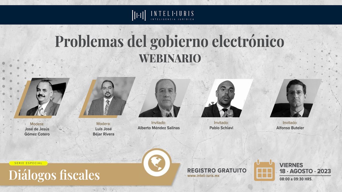 📅 Viernes 18 de agosto. 🕘 A las 8:00h. Serie: '𝗗𝗶𝗮́𝗹𝗼𝗴𝗼𝘀 𝗳𝗶𝘀𝗰𝗮𝗹𝗲𝘀' con @Pepe_GomCot y Luis José Béjar Tema: 'Problemas del gobierno electrónico' Invitad@s: Alberto Méndez Salinas, Pablo Schiavi y Alfonso Buteler ✒️Registro gratuito: bit.ly/3x7Gx6w