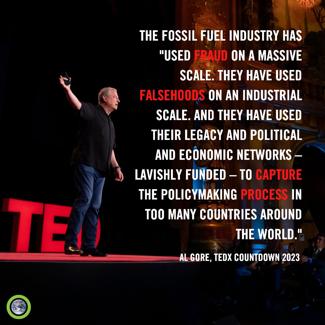 ClimateReality's tweet image. Climate Reality founder @algore said it loud and clear: “The climate crisis is a fossil fuel crisis.” Find out what #BigOil doesn’t want you to know in his @TEDTalks: ted.com/talks/al_gore_…

If you don’t want a #BigOil CEO leading #COP28, click here:
climaterealityproject.org/act/cop-28-lea…