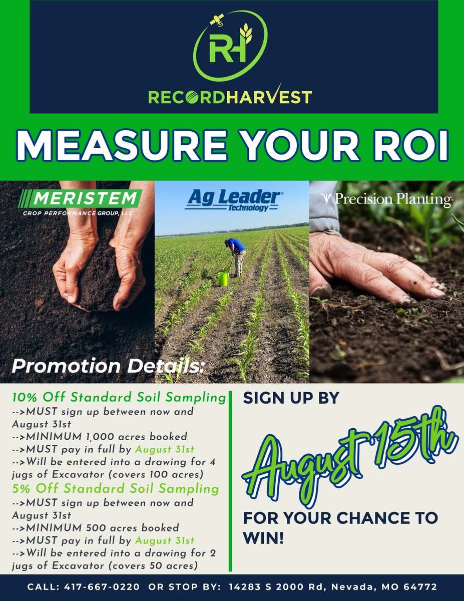 recordharvest's tweet image. Don't miss out on your chance to win!
#ROI #recordharvest #chancetowin #precisionfarming #soil