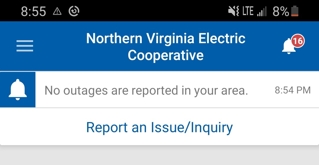 nicknw27's tweet photo. @NOVEC your app lying....OUTAGES EVERYWHERE https://t.co/lsR5GsiAoK