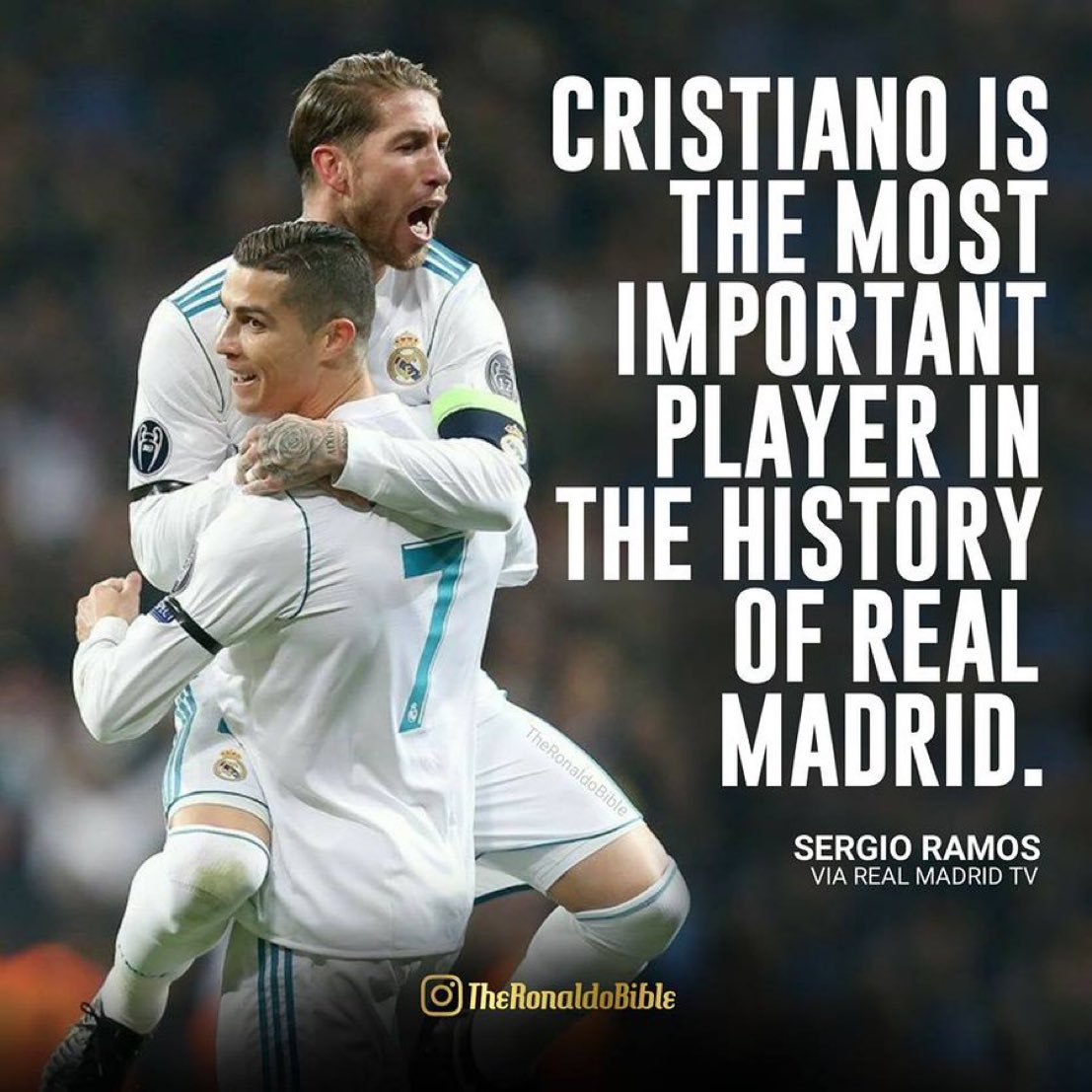 Sergio Ramos said Ronaldo is the MOST IMPORTANT player in the history of Real Madrid 🤍👑