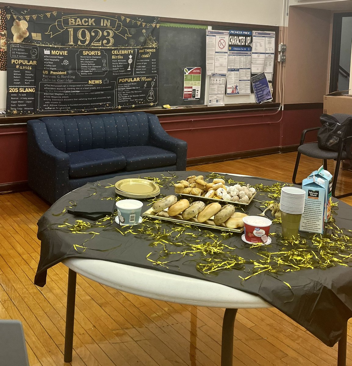 Lisa_MCross's tweet photo. “Cheers to 100 years” at Nettie Hartnett! We kicked off our centennial year with a tour of the Leavenworth School District’s archive room to learn about our start! #BacktoSchool2023 #EmbracingOurPastInspiringOurFuture #100Years 💙💙💙 #FirstInKansas 🌻 @PeteTweets453 https://t.co/8w4IsPPA7h