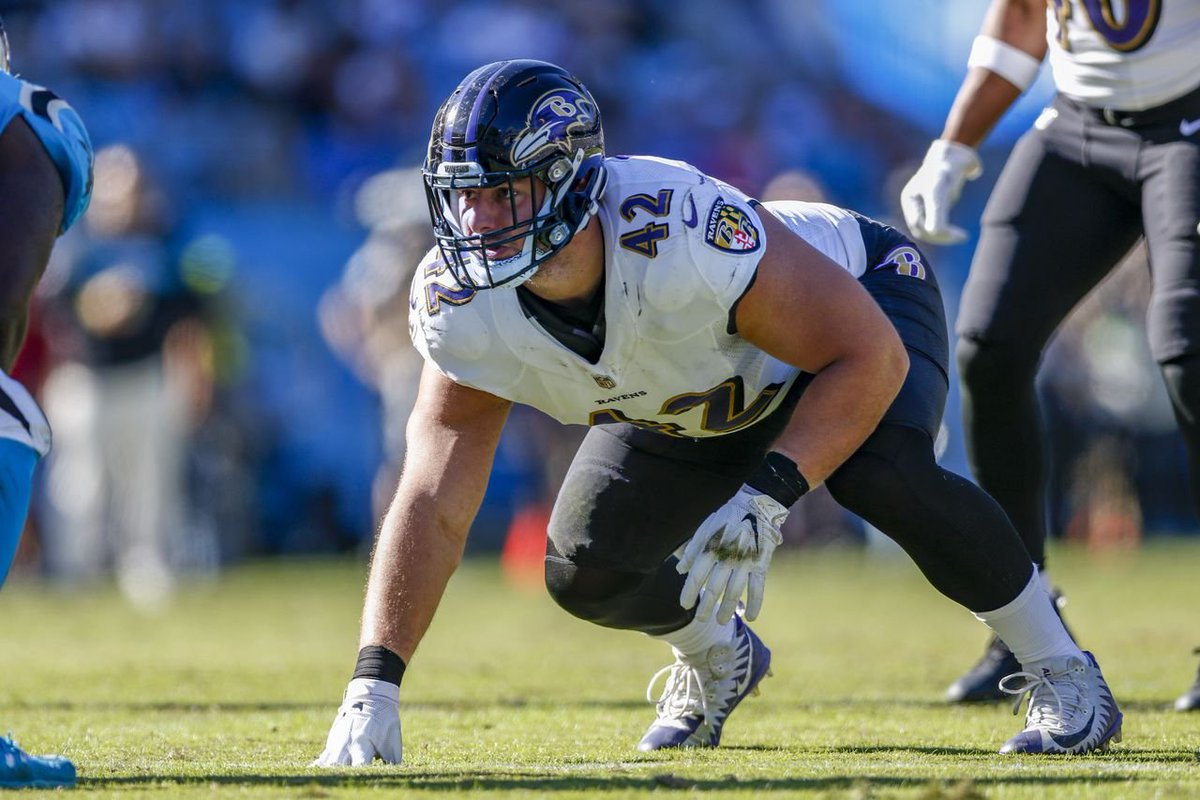 nflrums's tweet photo. Baltimore #Ravens reportedly could be moving FB Patrick Ricard to the offensive line.

Ricard has been a tremendous blocker and is 6'2 and 310 pounds.  People around the league said he could have tremendous value at GUARD with his athletic ability for the Ravens #RavensFlock https://t.co/9rSPKEz7tm