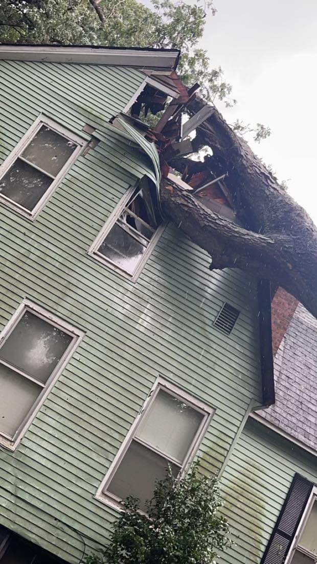 FahertyWSOC9's tweet photo. Catawba Co- more storm damage in the Conover area where thousands are without power.  Felecia Griffith’s family shared these photos. https://t.co/Hn6B9aHpPn