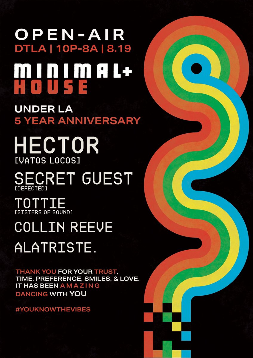 🚨 MAJOR NEWS - @UnderLosAngeles 5TH ANNIVERSARY LINEUP ANNOUNCED FEAT. MINIMAL + HOUSE 🔥

SECRET OPEN-AIR VENUE IN DTLA SAT. AUG. 19TH. 

Tickets Now On Sale ►bit.ly/UnderLA5YearAn…