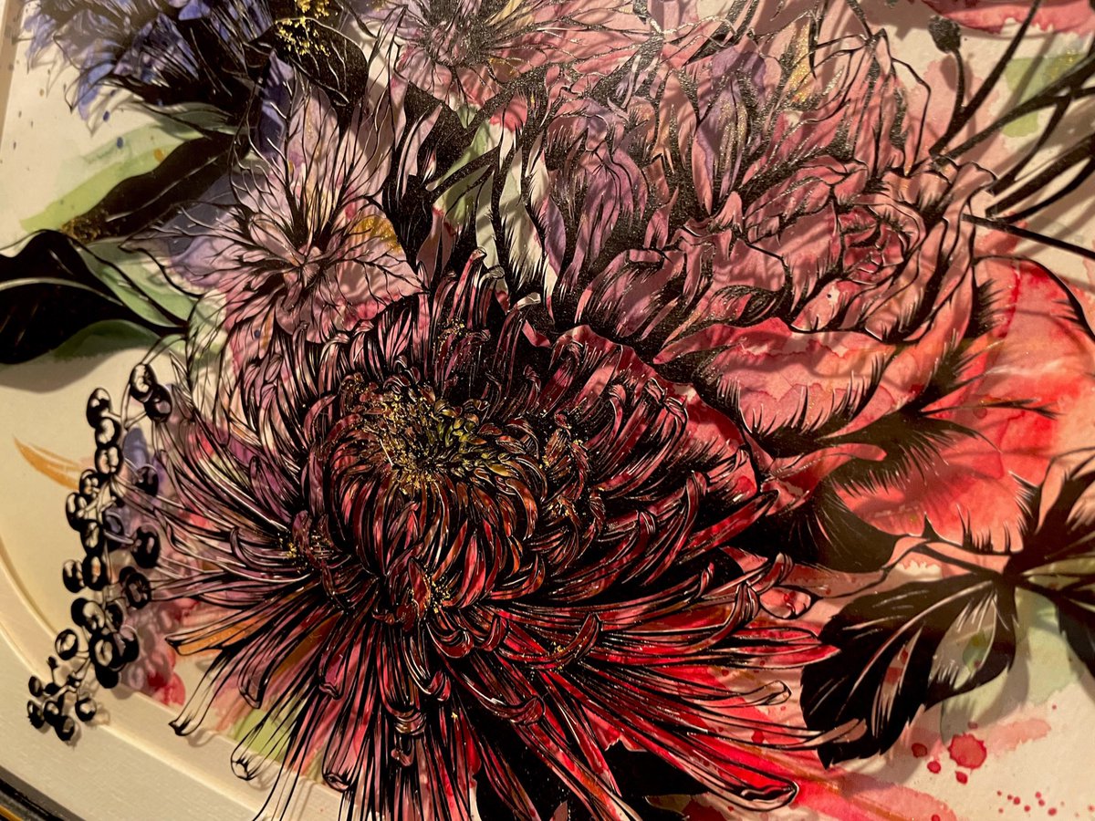 「こんなタグあったの! 1日遅れちゃったけど!!  #花の日なのでお花の作品をブワ」|切り絵作家金平糖@切り博/デザフェス両日 F-290、291のイラスト